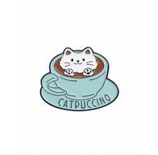 Catpuccino Pin/Funny Cute Cat Pins/Cat Memes/Cat mom/Cappuccino & cat/Coffee cat