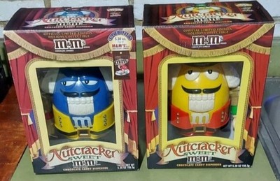 Blue & Yellow M&M Nutcracker Candy Dispensers   Both in Original Boxes
