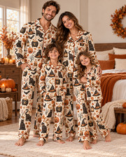 Matching Halloween Pajamas Family Set Black Cat Witch Pumpkin Kids Adults