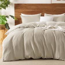 Waffle Weave Duvet Cover Set King Size,Soft Breathable 3pcs Comforter Cover S...