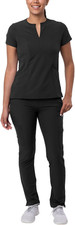 Adar Addition Go-Higher Scrub Set for Women - Notched V-Neck Scrub Top Skinny