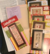 Lizzie Kate Cross Stitch Christmas Rules  6 patterns w/buttons and 16 count Aida