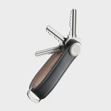 Orbitkey Premium Leather Slim Key Organizer, Carry 2-7 Keys,Charcoal/Grey Stitch
