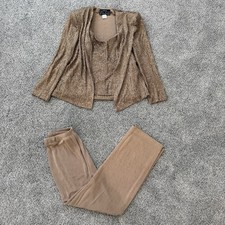 Vintage Alex Evenings 3 Piece Pant Set Beige Shimmer Made In USA Women’s 10 P