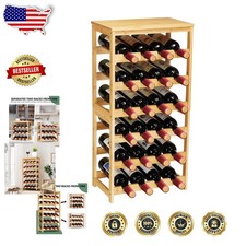 Rustic Bamboo Wine Rack 24 Bottle Floor Standing 6 Tier Shelf Table Top Bar Gift
