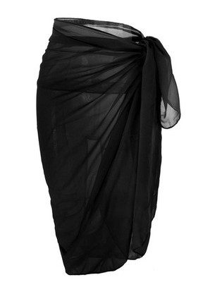 CHIC DIARY Beach Cover Up for Women Swimwear Chiffon One Size, Pure Black 