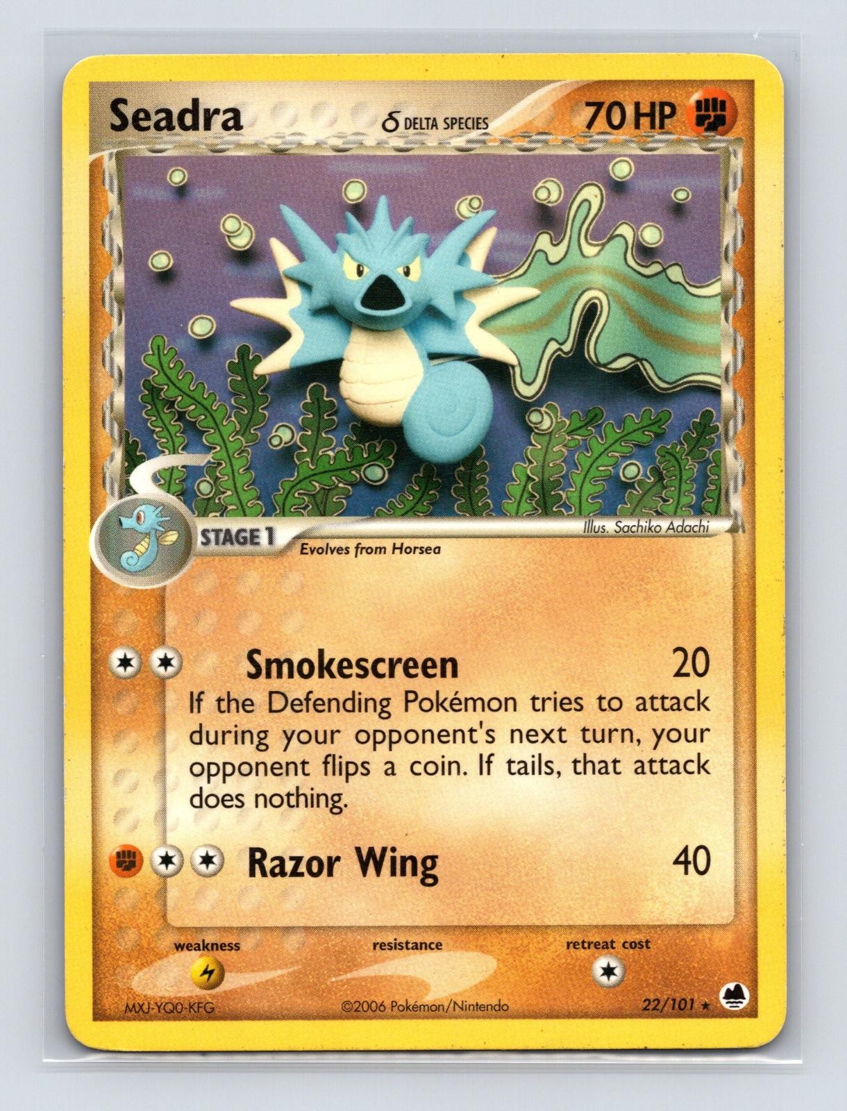 Seadra 22/101 Dragon Frontiers Rare Moderately Played Pokemon