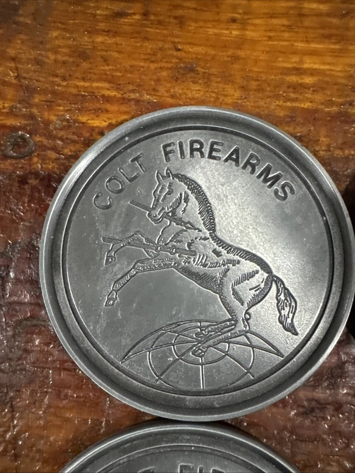 Vintage Colt Firearms Rampart Colt Pewter Coasters. Very Rare.  Set Of Four. - Image 4 of 4