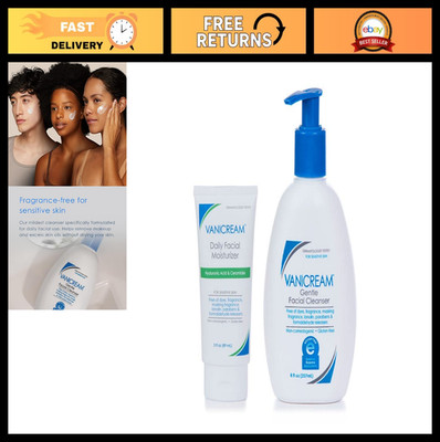 Moisturizing Facial Cream 3 Oz & Gentle Cleanser with Pump 8 Oz - Sensitive Skin