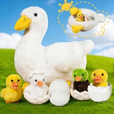 7 in 1 Duck Stuffed Animal, 12" Stuffed Duck Plush Toy with 4 Baby Ducklings ...