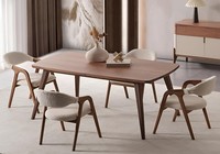 Moderne Esszimmer Garnitur Rechteckiger Brauner Esstisch 4X StüHle