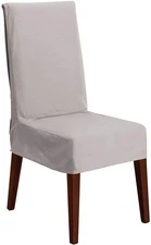 Grey Cotton Duck Short Dining Chair Slipcover Stylish Comfortable Machine Was...