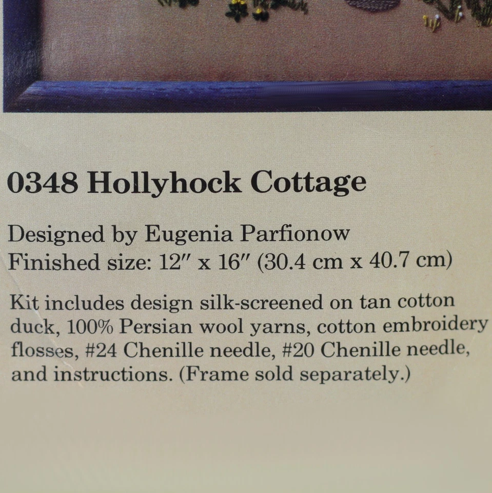 Vintage Crewel Embroidery Kit Hollyhock Hollyhocks Flowers Floral Cottage - Image 3 of 4