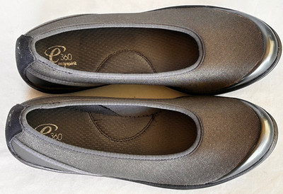 Women's Easy Spirit E 360 Slip on Gray Fabric Comfort Shoes US Sz 8.5 EU 39 EXC!