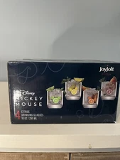 JoyJolt Disney Mickey Mouse Citrus Short Drinking Glass 10 oz Set of 4 NIB new