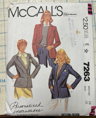 Vintage Misses Jacket McCalls 7263 - Size 14