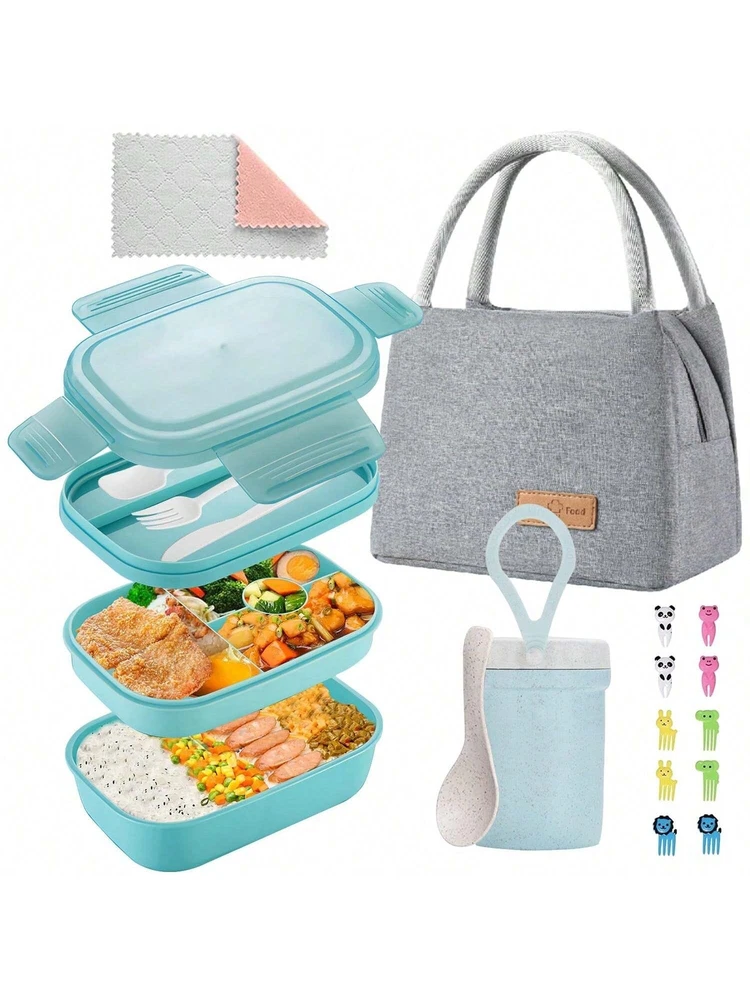 Bento Box Adult Lunch Box, Leak-proof Lunch Box with Lunch Bag