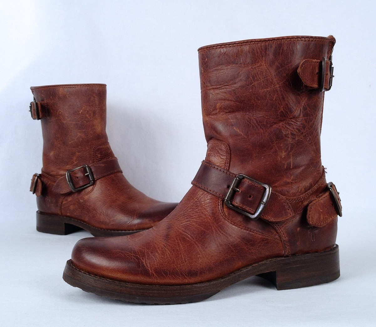 Frye 'Veronica' Back Zip Moto Boot- Brown- Size B (B26)