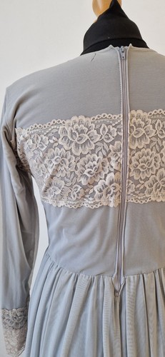Grey Maxi Dress Modest Abaya Mesh Lace Wedding Party BNWT Women’s Ladies - Picture 7 of 7
