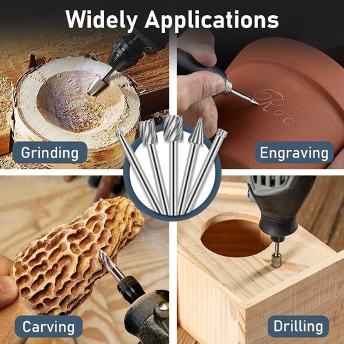 File Drill Bits Kits Milling Cutter Set Wood Carving Tools Rotary Burrs Tool - Picture 6 of 14