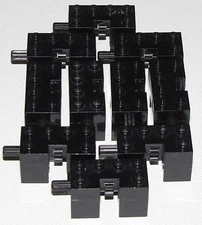 LEGO LOT OF 10 BLACK BRICKS WITH AXLE RODE GEAR BOX PIECES 