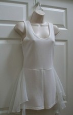 Women's Small Vintage Bodysuit White Dancewear Sheer Fabric Waist Overlay New