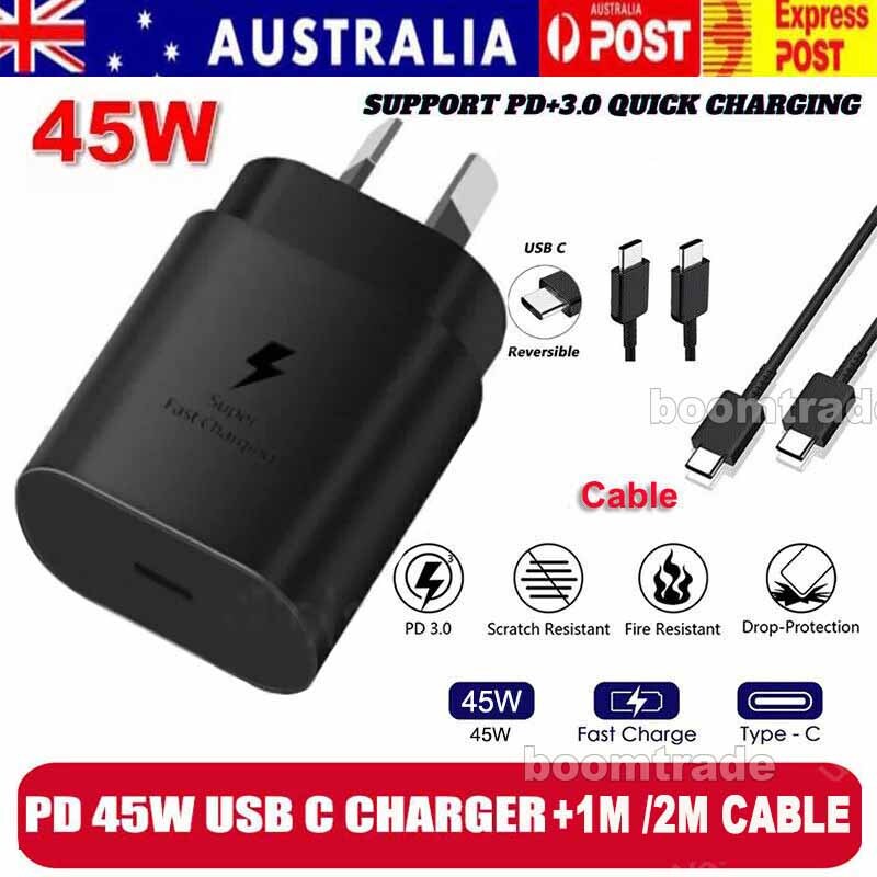 45W Super FAST Wall Charger PD Adapter Type C USB-C+Cable For Samsung and iPhone