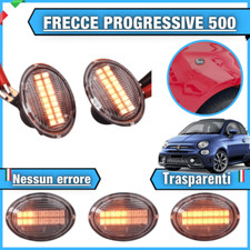COPPIA FRECCE LATERALI DINAMICHE 500 ABARTH PROGRESSIVE TRASPARENTI 36 LED NEW