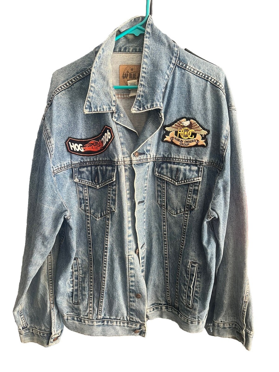 Vintage Harley Davidson Men's 2xl Denim Blue Jean Jacket Button