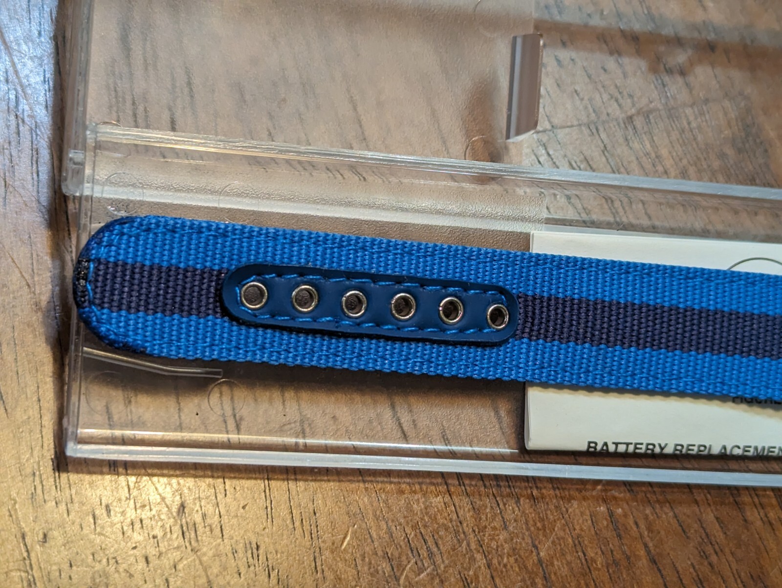 New 1999 M&M's Crispy Watch Blue Striped Buckle Band Round Face Silver