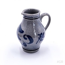 Vintage MR Keramik Krug Nr. 3061 mit Salzglasur, Blaumalerei | West Germany