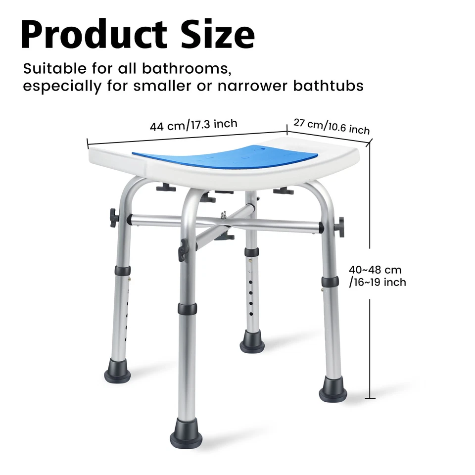 Cadeira de banho acolchoada resistente ajustável 500 lb banco de banho banquinho atualizado - Imagem 3 de 4