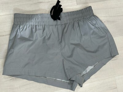 Forever 21 Silver Coated Luxe Metallic Shorts w/ Pocket Pull On Size S NWT 