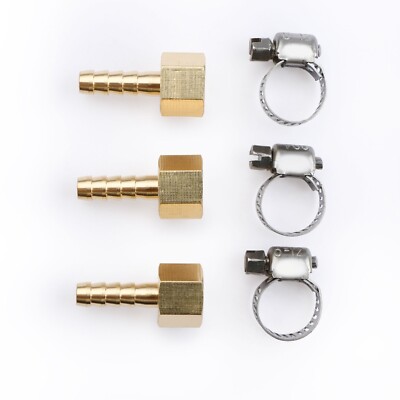 U.S. Solid 3pcs Brass Hose Fitting Pipe Adapter 1/4'' Barb To 1/8'' NPT Female