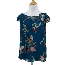 Elena Baldi Blouse Womens S Small Floral Layered Shoulder Bow Made Italy Lined
