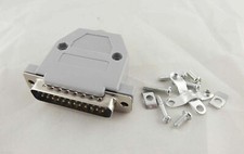 10x DB25 Male 25Pin 2 Rows D-Sub Connector Grey Plastic Hood Cover Backshell DIY