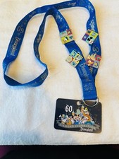 Disneyland 60th Anniversary Diamond Celebration Lanyard With 4 LE Pins NEW RARE