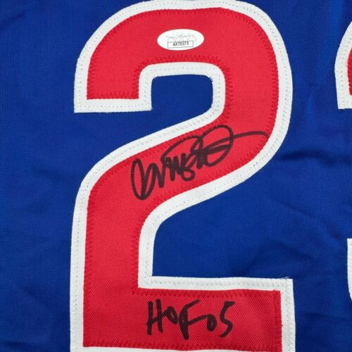 Autographed/Signed Ryne Sandberg HOF 05 Chicago Blue Baseball Jersey JSA COA - Picture 3 of 4