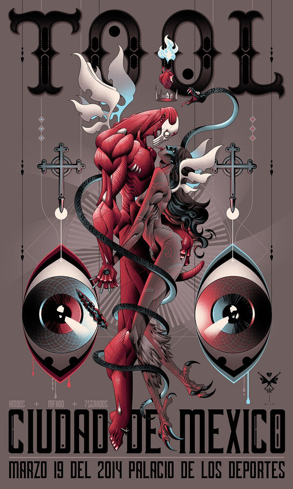 TOOL 2014 Mexico concert poster Rare Limited Numbered Edition of