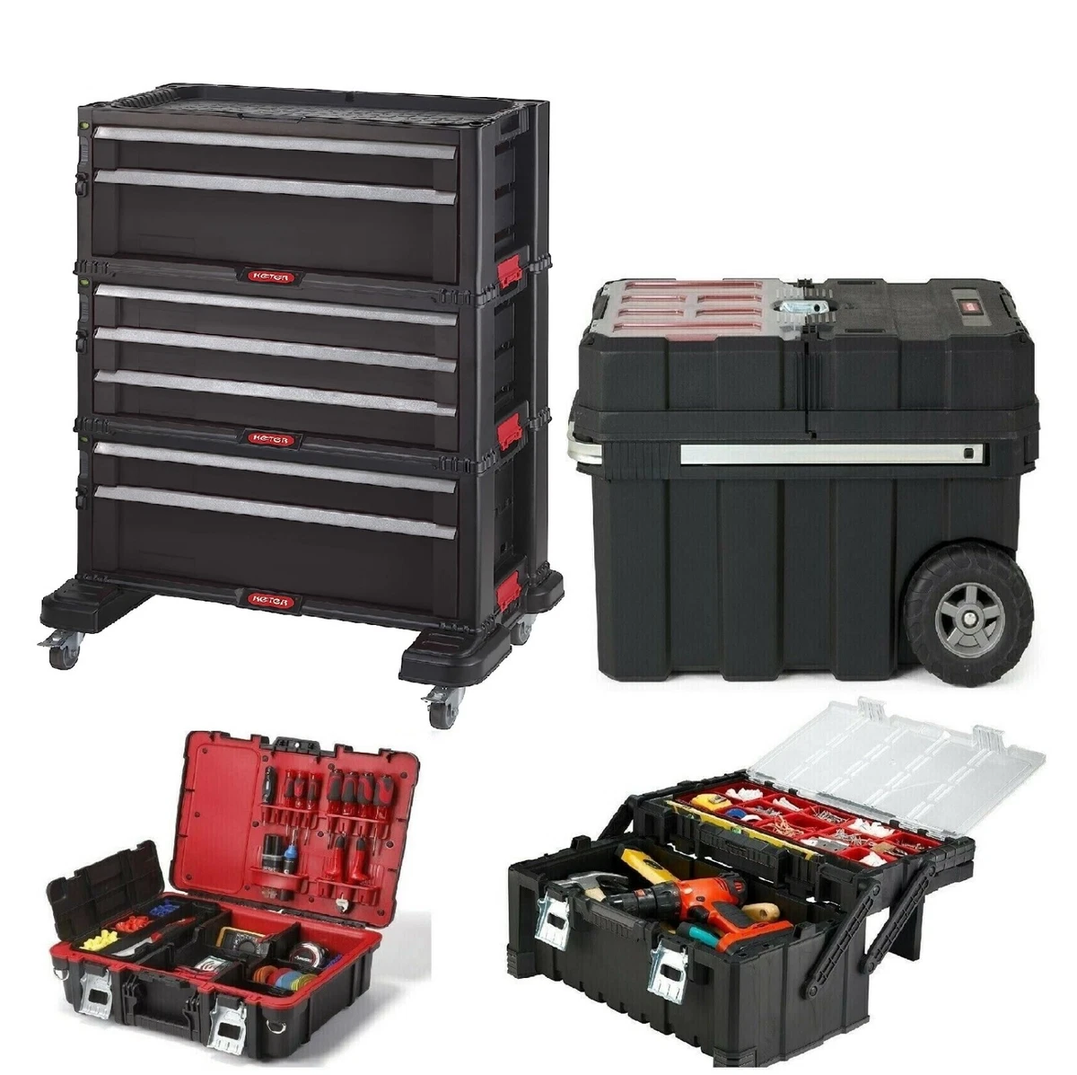 Keter Technician Portable Tool Box Organizer for Small Parts & Hardware Storage