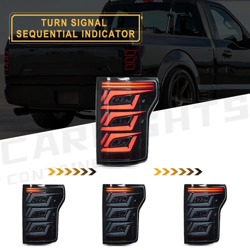 LED Smoke Tail Lights For Ford F150 Pickup 2015-2020 Sequential Indicator Lamps - Picture 4 of 10
