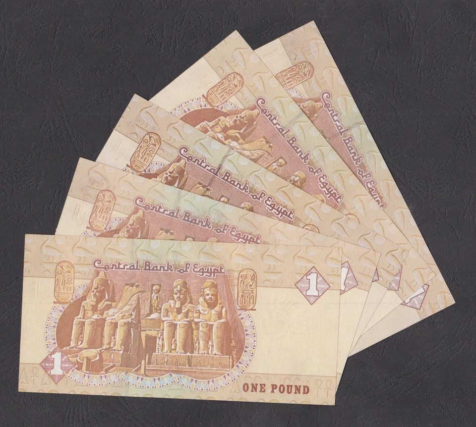 EGYPT 5 X 1 POUND 2001/04/07-REPLACEMENT 500/600/700 -P#50f.I.m* - UNC - Image 2 of 3
