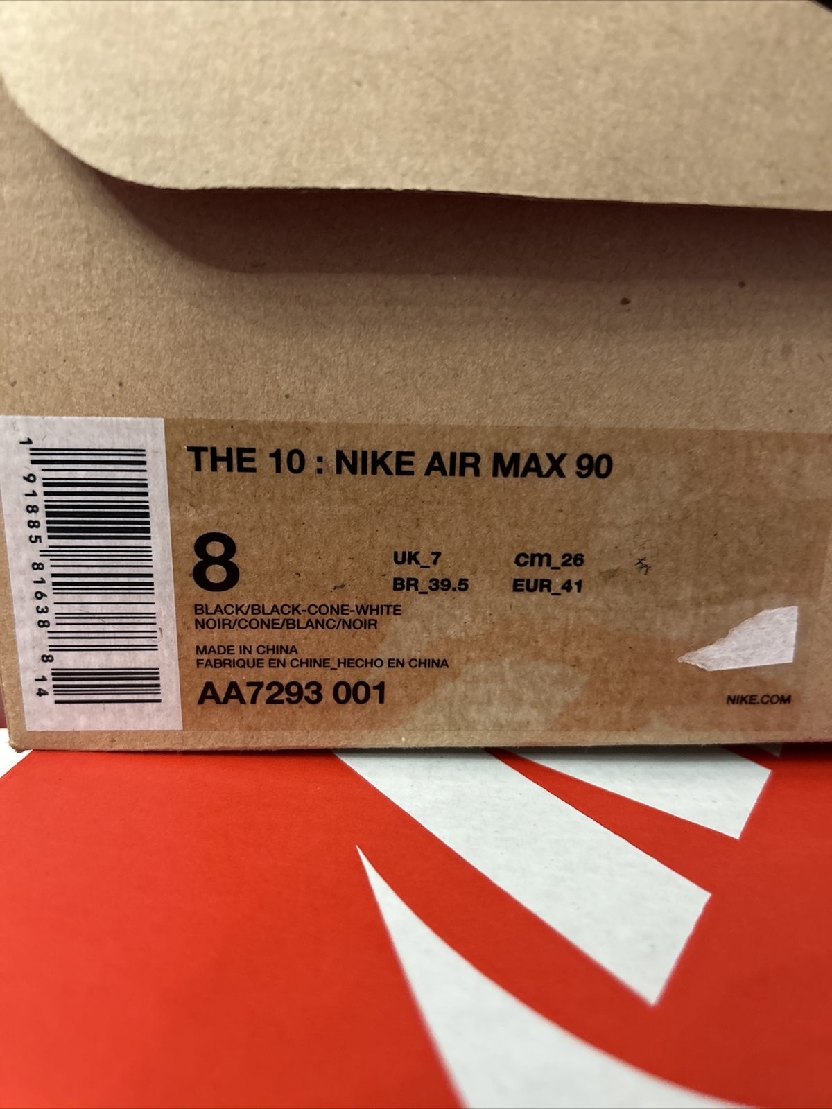 OFF WHITE X NIKE 2019 OFF WHITE x Nike Air Max 90 nere UK 7 US 8 RARE THE TEN lotto nuove con scatola
