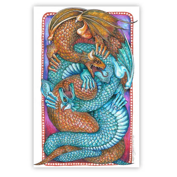 ART - Fantasy dragon drawing Artist Print by Di