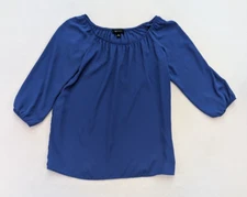 AB Studio Women's Top Size M Blue 3/4 Sleeve Blouse
