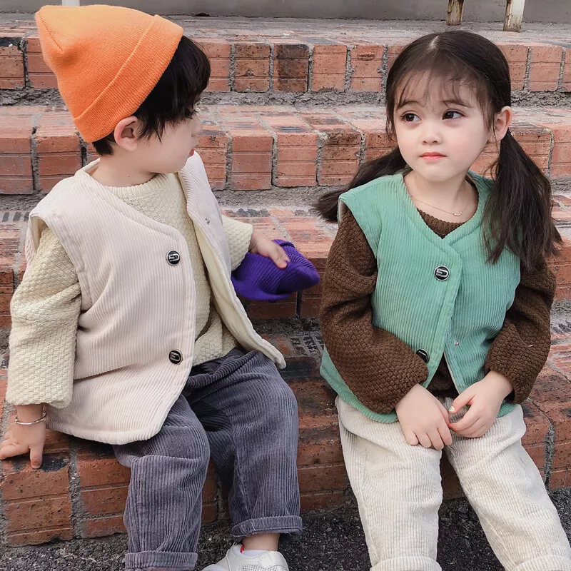 Toddler Baby Corduroy Thermal Waistcoat Vest Jacket Outerwear Body Warmer Winter