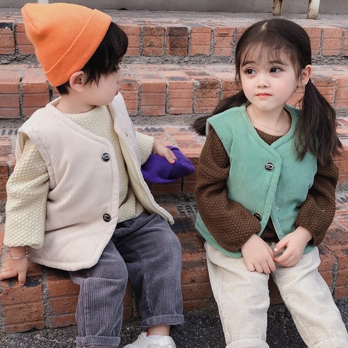 Toddler Baby Corduroy Thermal Waistcoat Vest Jacket Outerwear Body Warmer - Picture 7 of 17