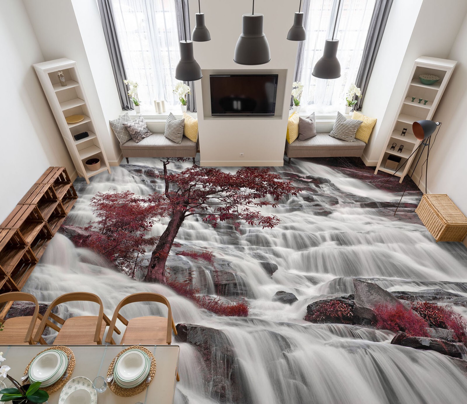 3D Steep Waterfall O3419 Floor WallPaper Murals Wall Print Decal 5D Romy 2024