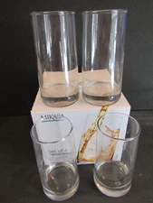Mikasa CORA Set of 4 Highball DRINKING Glasses LEAD FREE Holds 20 OZ - 6" TALL