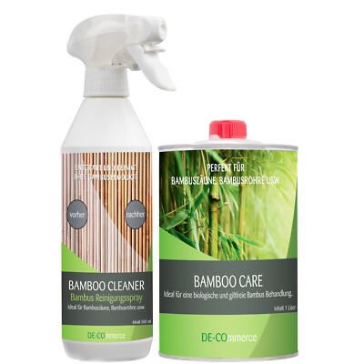 Bambus Zaun Pflegeset 1x Pflegeöl BAMBOO CARE, 1x Reinigungsspray BAMBOO CLEANER